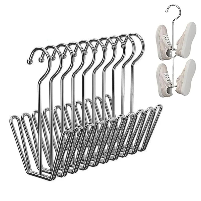 PVC Shoe Hanging Rack | Double Hook Drying & Storage Organizer Shoe Hanging Rack QXL