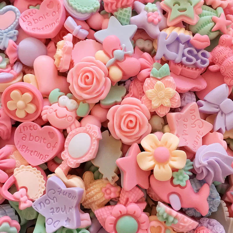20-Pc 3D Kawaii Flower Nail Charms | Pink Resin Nail Art Set Nail Art Charms QXL