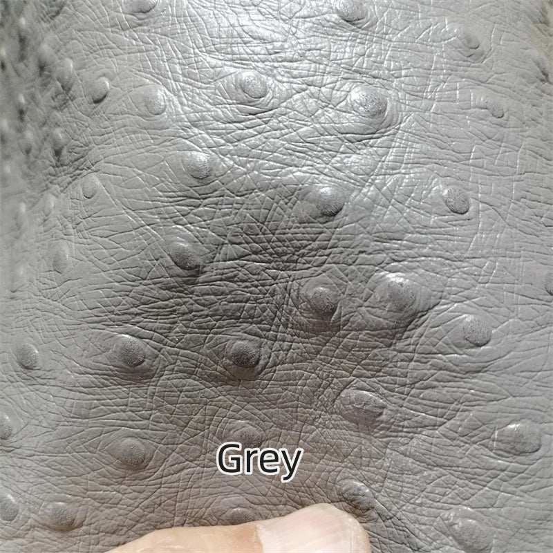 1mm Ostrich-Embossed Cowhide Leather Sheet | Grey & White DIY Craft Leather Sheet QXL