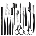 17-Pc Stainless Steel Eyebrow Grooming Kit with Carry Bag Eyebrow Grooming Kit QXL G
