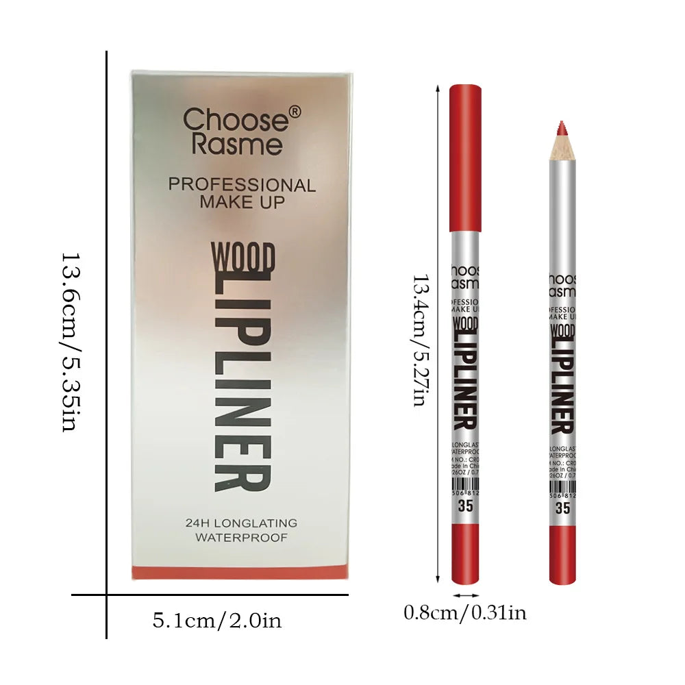 12-Pack Waterproof Matte Lip Liner Pencils | Wood Contour Set Lip Liner Set QXL