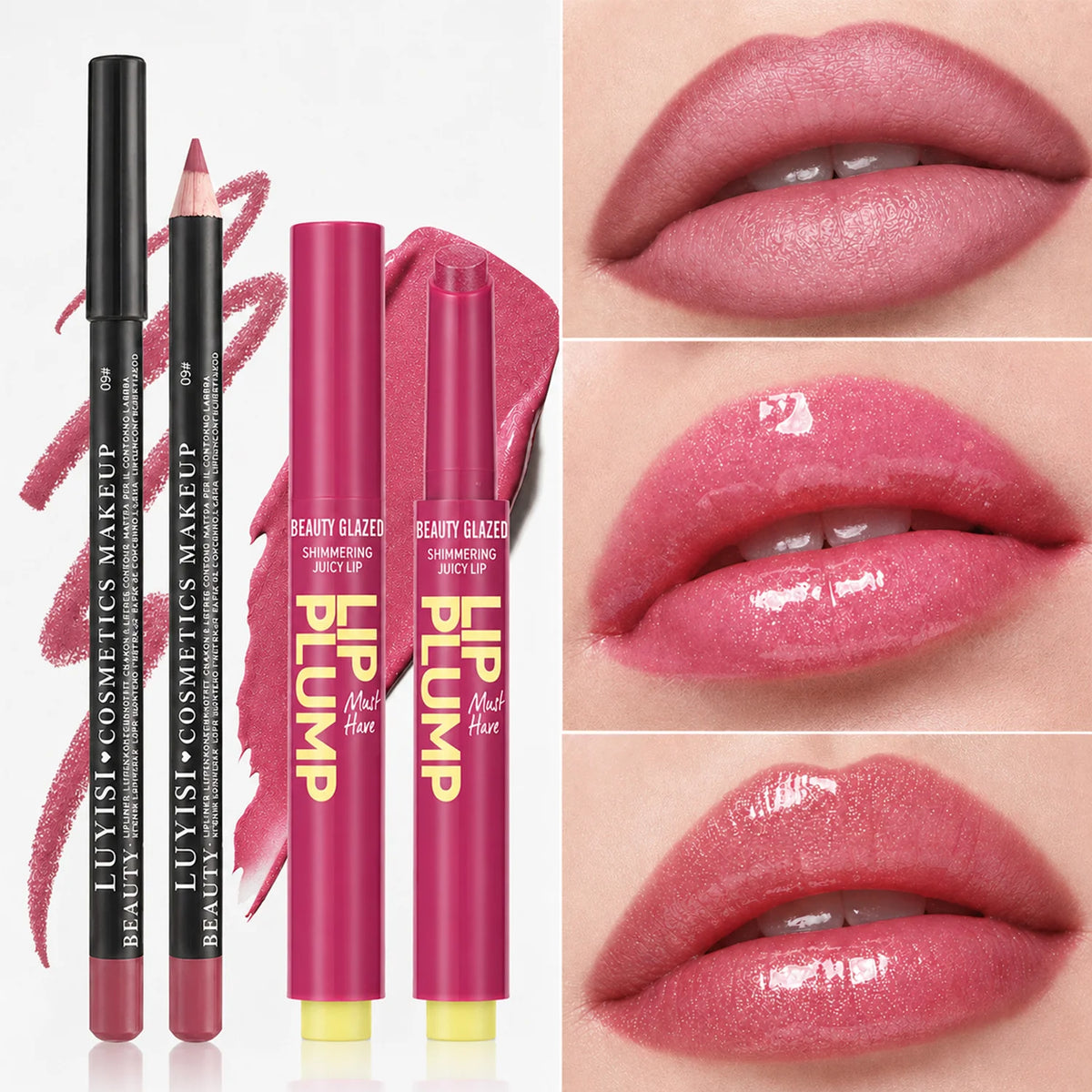 Matte Lip Liner & Moisturizing Lipstick Set | 2-Pc Lip Kit Lip Liner & Lipstick Set QXL