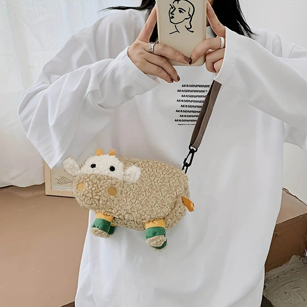 Women's Plush Crossbody Bag | Cute Doll Shoulder Bag Plush Crossbody Bag QXL