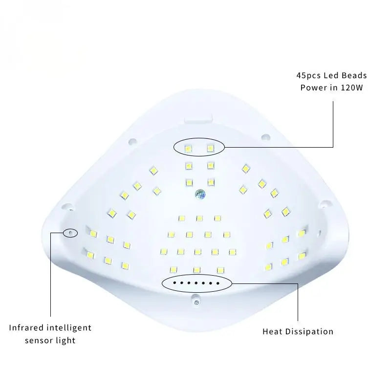 LED MAX 45-LED UV Nail Curing Lamp | Gel Polish Dryer UV LED Nail Lamp QXL
