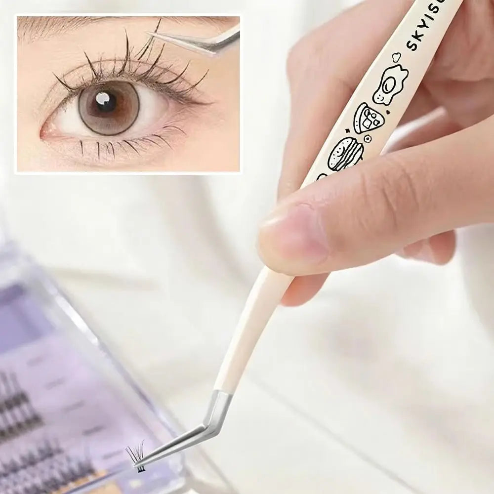 Curved Lash Extension Tweezers | Cartoon Anti-Static Steel Lash Extension Tweezer QXL
