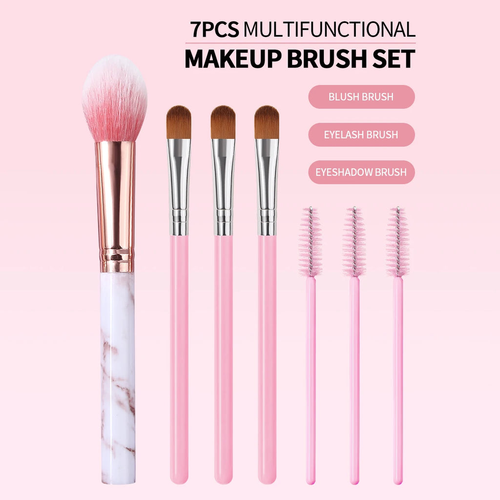 KOSSHOW 7-Pc Makeup Brush Set | Blush, Eyeshadow & Lash Makeup Brush Set QXL MULTI