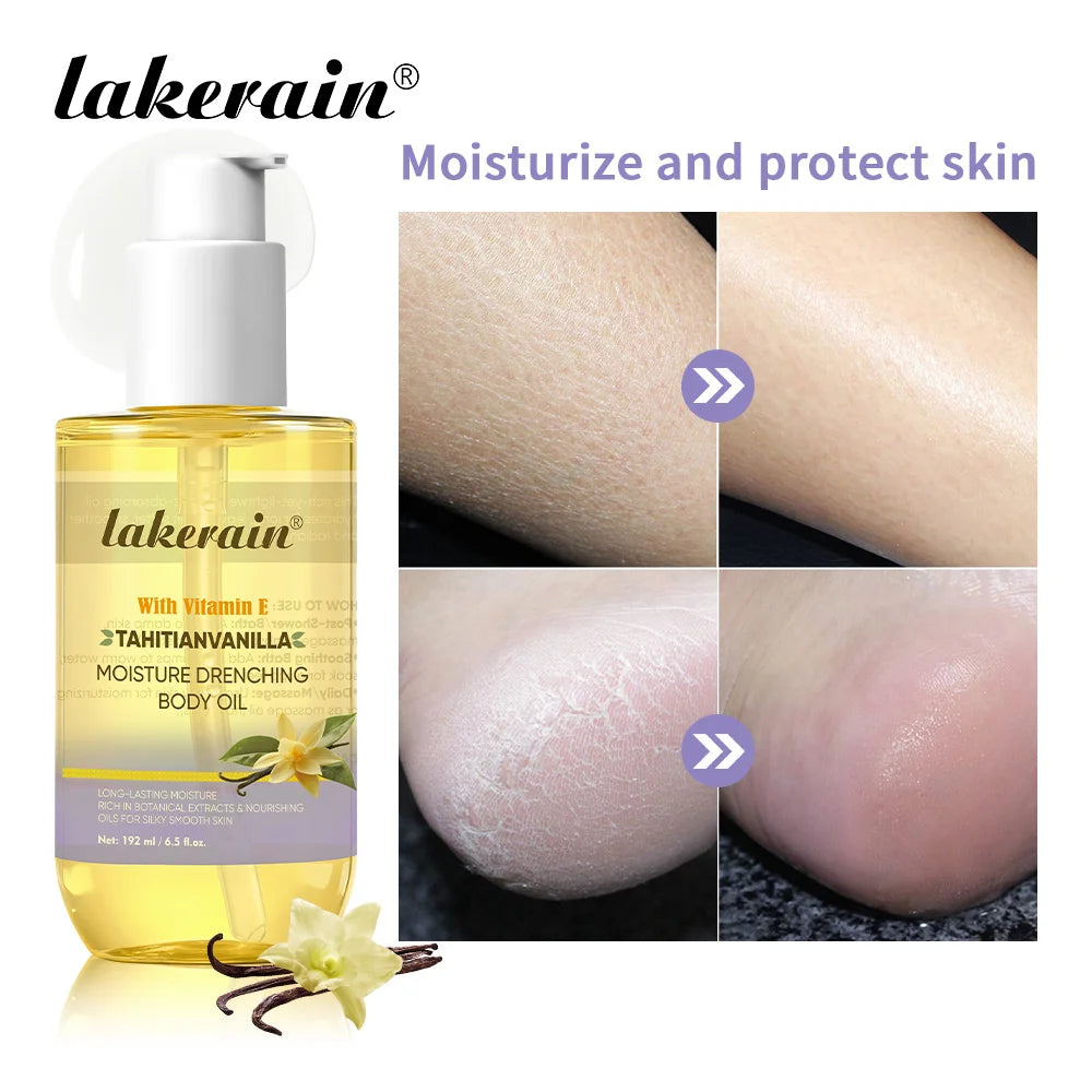 Lakerain Vanilla Body Oil | Shea Butter, Deep Moisture 192ml Moisturizing Body Oil QXL