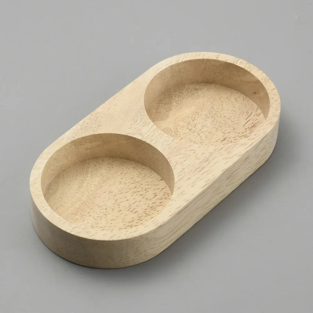 Acacia Wood Salt & Pepper Mill Tray | Dual Grinder Holder Mill Tray Holder QXL AECH04-11637