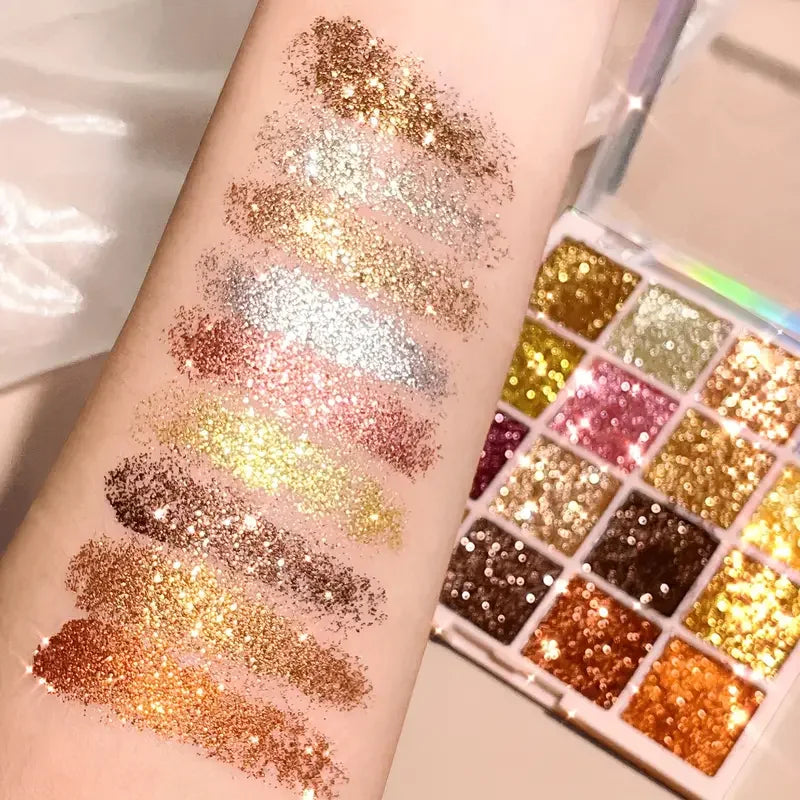 VERONNI 16-Color Glitter Eyeshadow Palette | Shimmer Sequin Glitter Eyeshadow Palette QXL