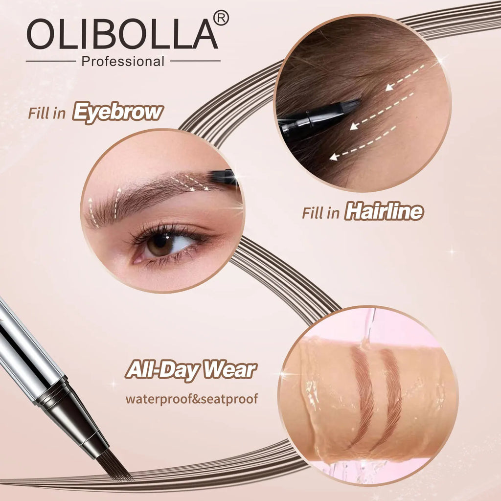 4-Fork Liquid Eyebrow Pen | Waterproof Microblading Brow Tattoo Liquid Eyebrow Pen QXL