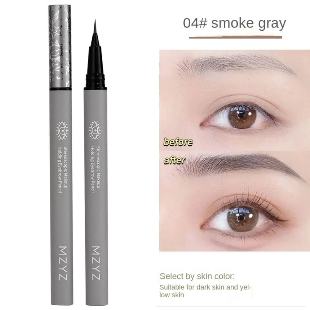 2-Pack Waterproof Liquid Eyebrow Pencil & Fine Liner Brush Pen Liquid Eyebrow Pencil QXL Smoke Grey
