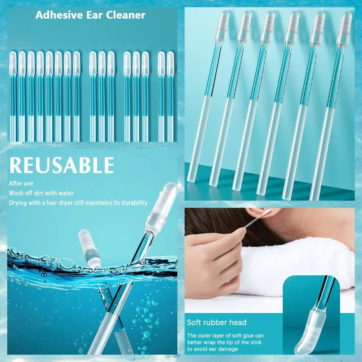 Silicone Sticky Ear Wax Removal Swabs | 24-Pack Ear Cleaning Swabs QXL
