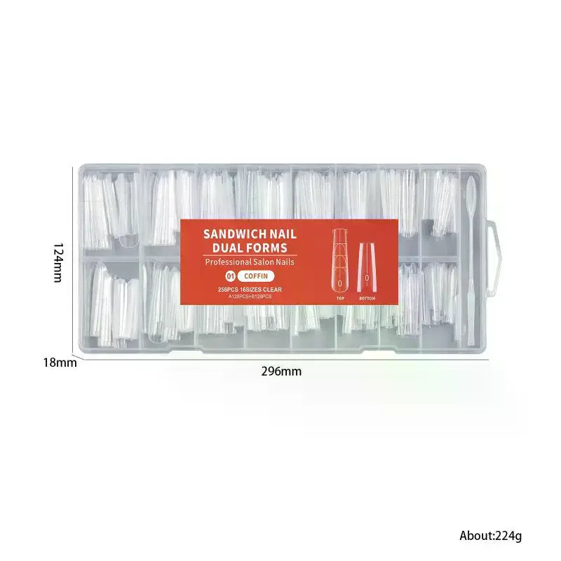 256-Pc Dual Sandwich Nail Extension Forms | 16 Sizes Reusable Nail Extension Forms QXL