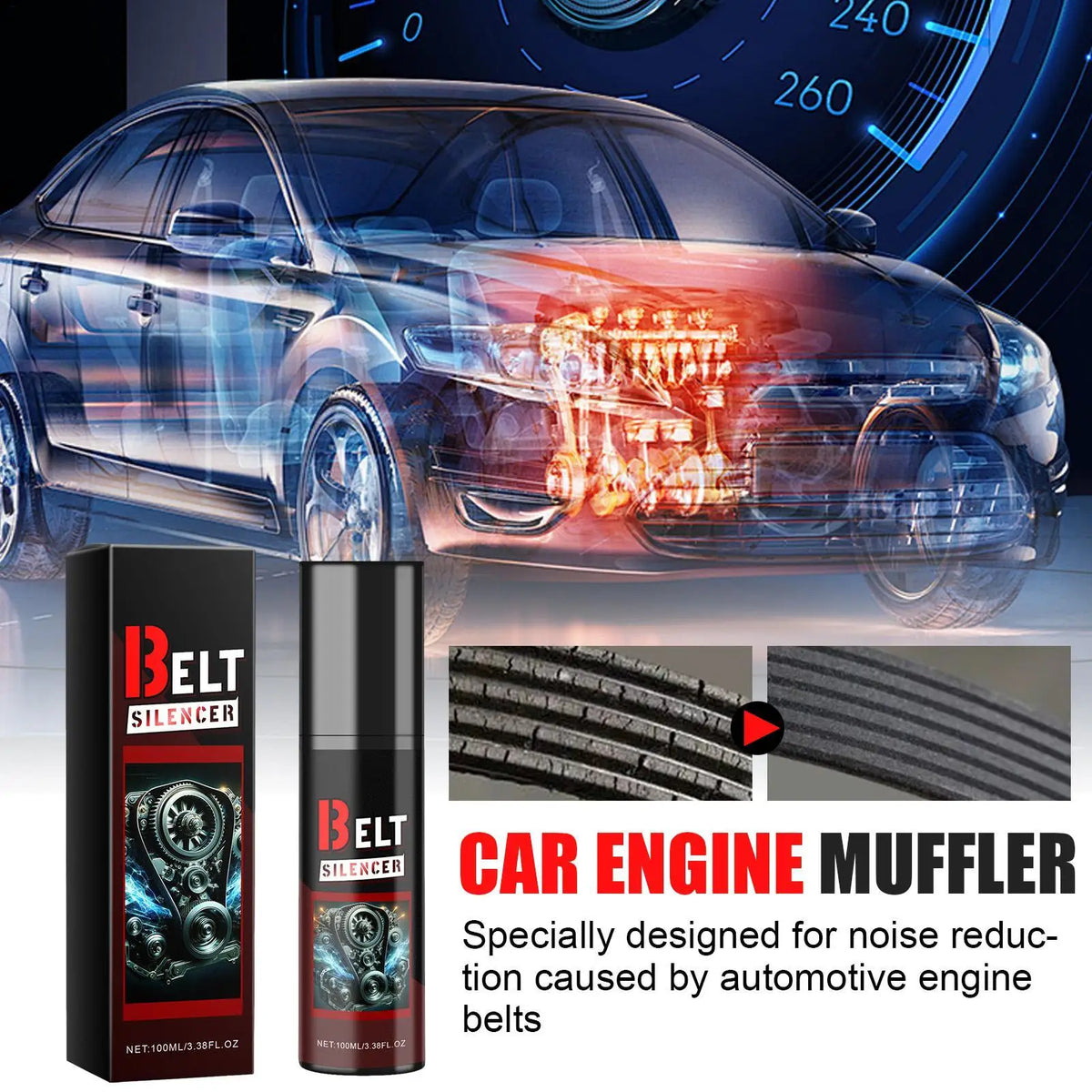 Car Engine Belt Dressing Spray 100ml | Quiets & Extends Belt Life Belt Dressing Spray QXL