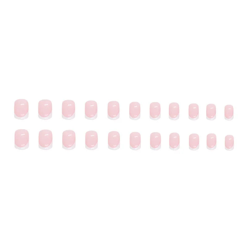 24-Pc Pink Square Press-On Nails | Y2K French Heart Tips Press-On False Nails QXL