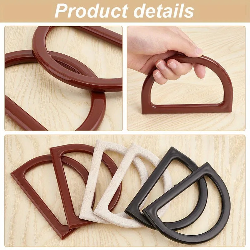 D-Shaped Imitation Wood Bag Handles | 3 Colors DIY Craft Bag Handles QXL