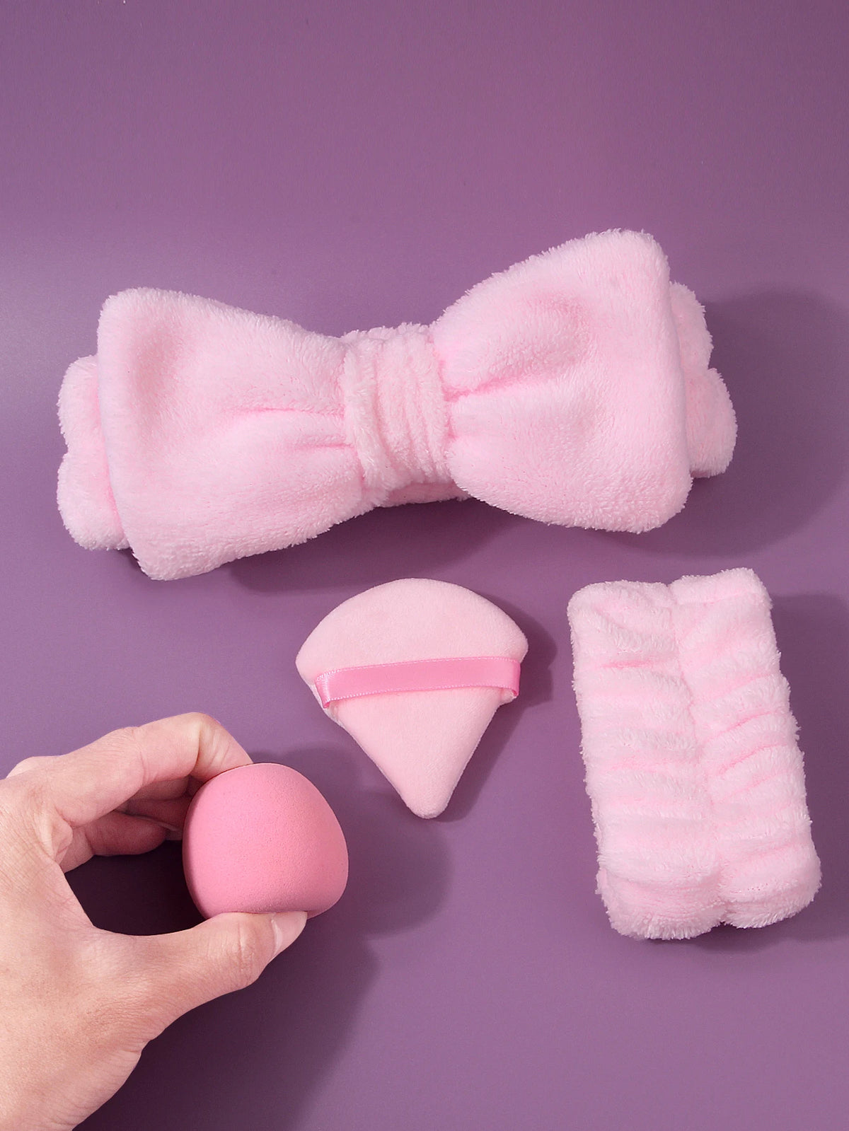 9-Piece Pink Beauty Set | Makeup Sponges, Puffs & Hair Ties Makeup Sponge Set QXL