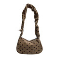 Women's Canvas Polka Dot Crossbody Shoulder Bag | Slouchy Satchel Canvas Shoulder Bag QXL Brown