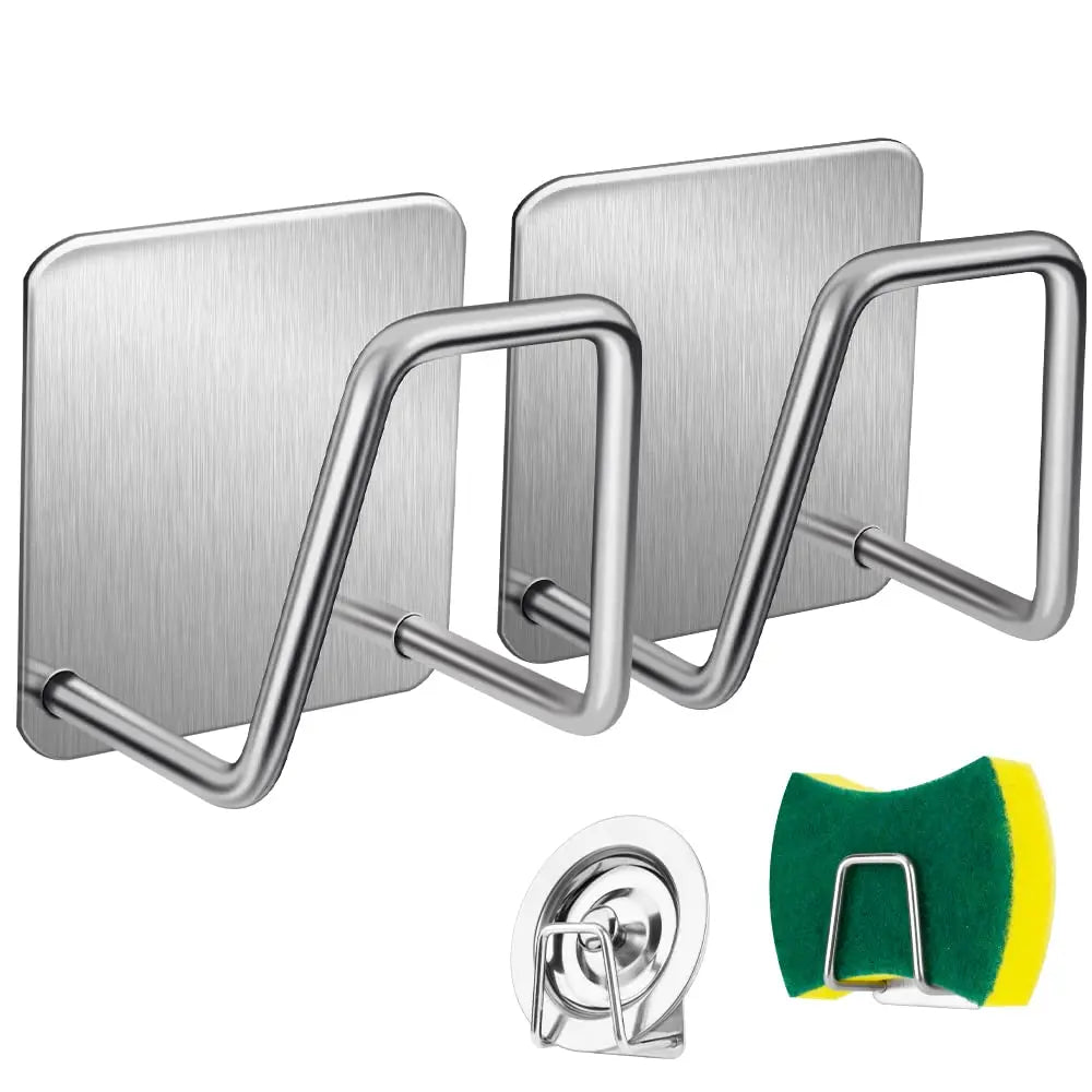 4-Pack 304 Stainless Steel Adhesive Sponge Holder – Kitchen & Bath Sink Sponge Holder QXL
