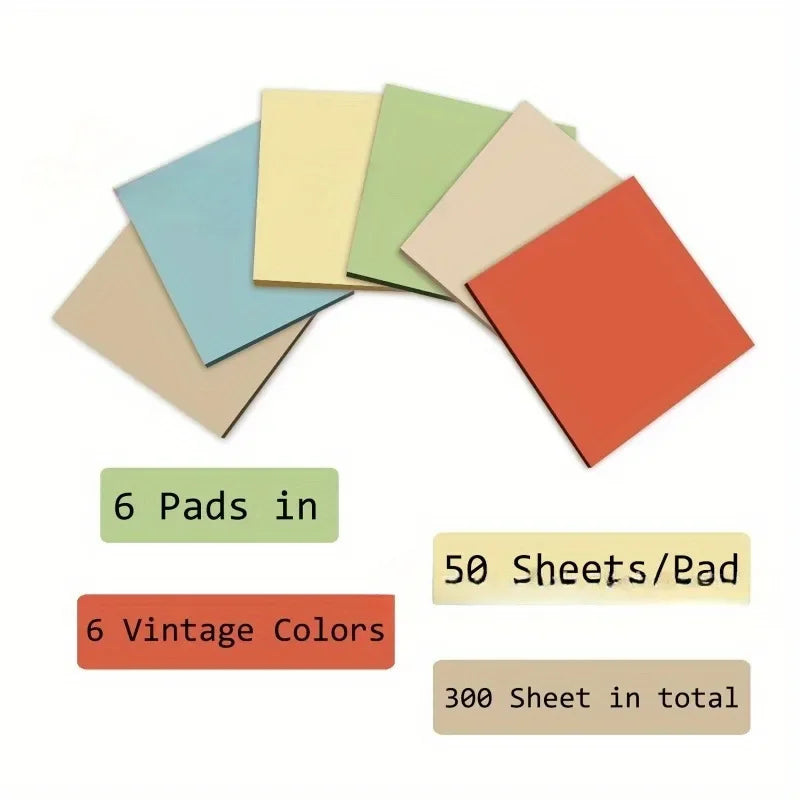 6-Pack Fluorescent Sticky Notes | 300-Page Square Memo Pads Sticky Memo Pads QXL