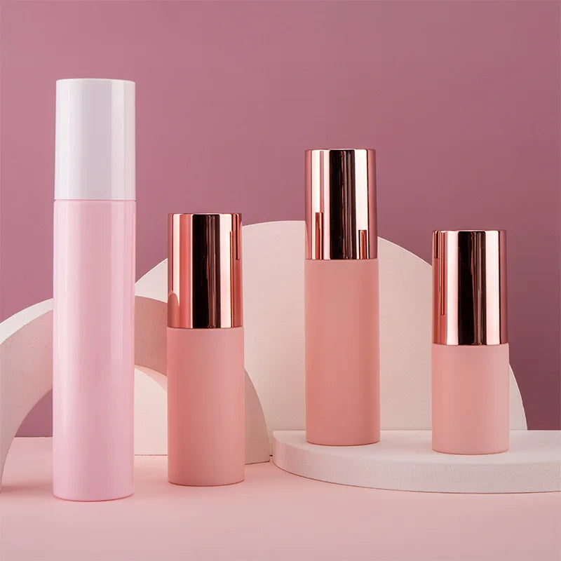 Airless Pump Spray Bottle 30ml 60ml | Pink Aluminum Cap Refillable Spray Bottle QXL