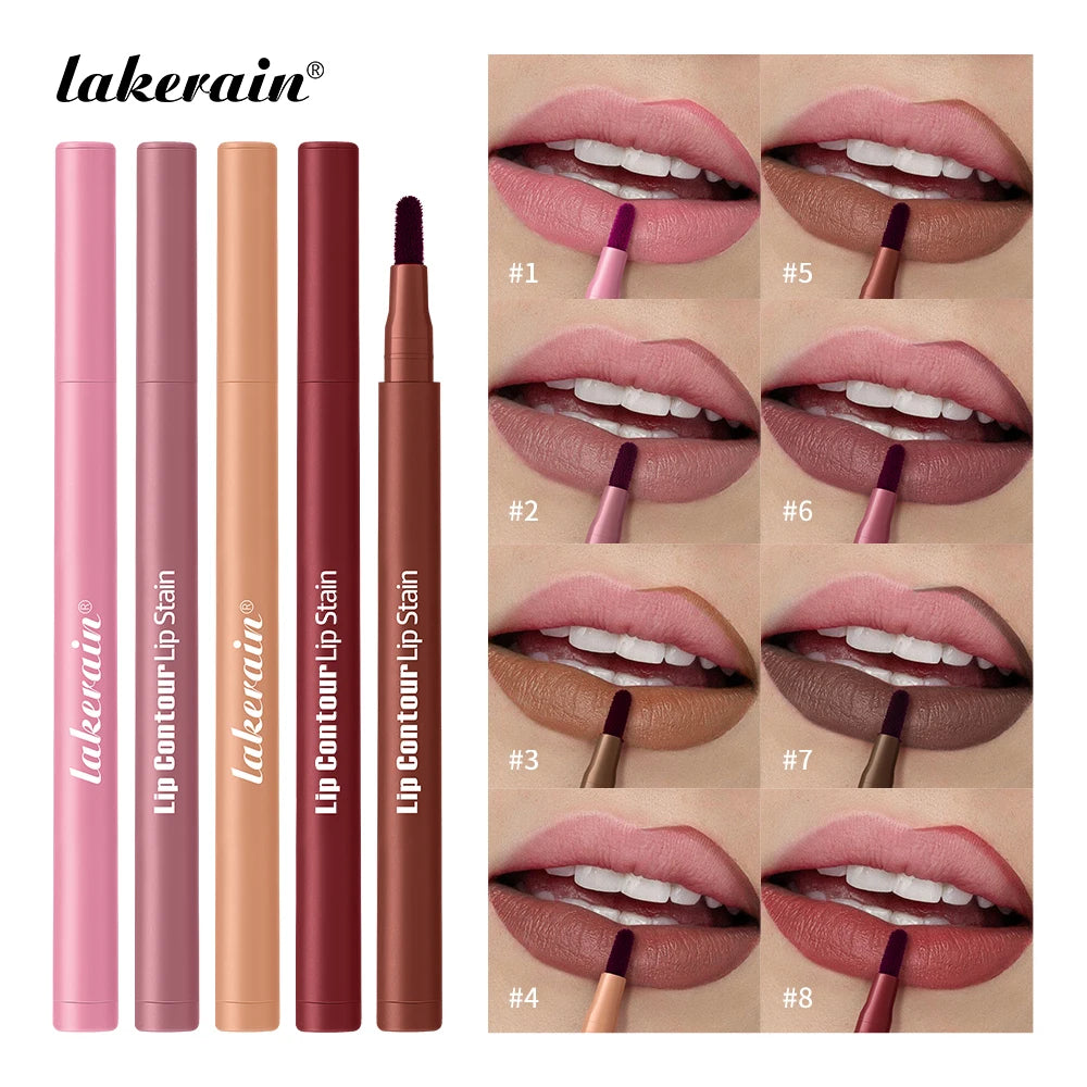 2-in-1 Dual-Tip Lip Stain & Liner Pen | Waterproof Matte Lip Stain Liner Pen QXL