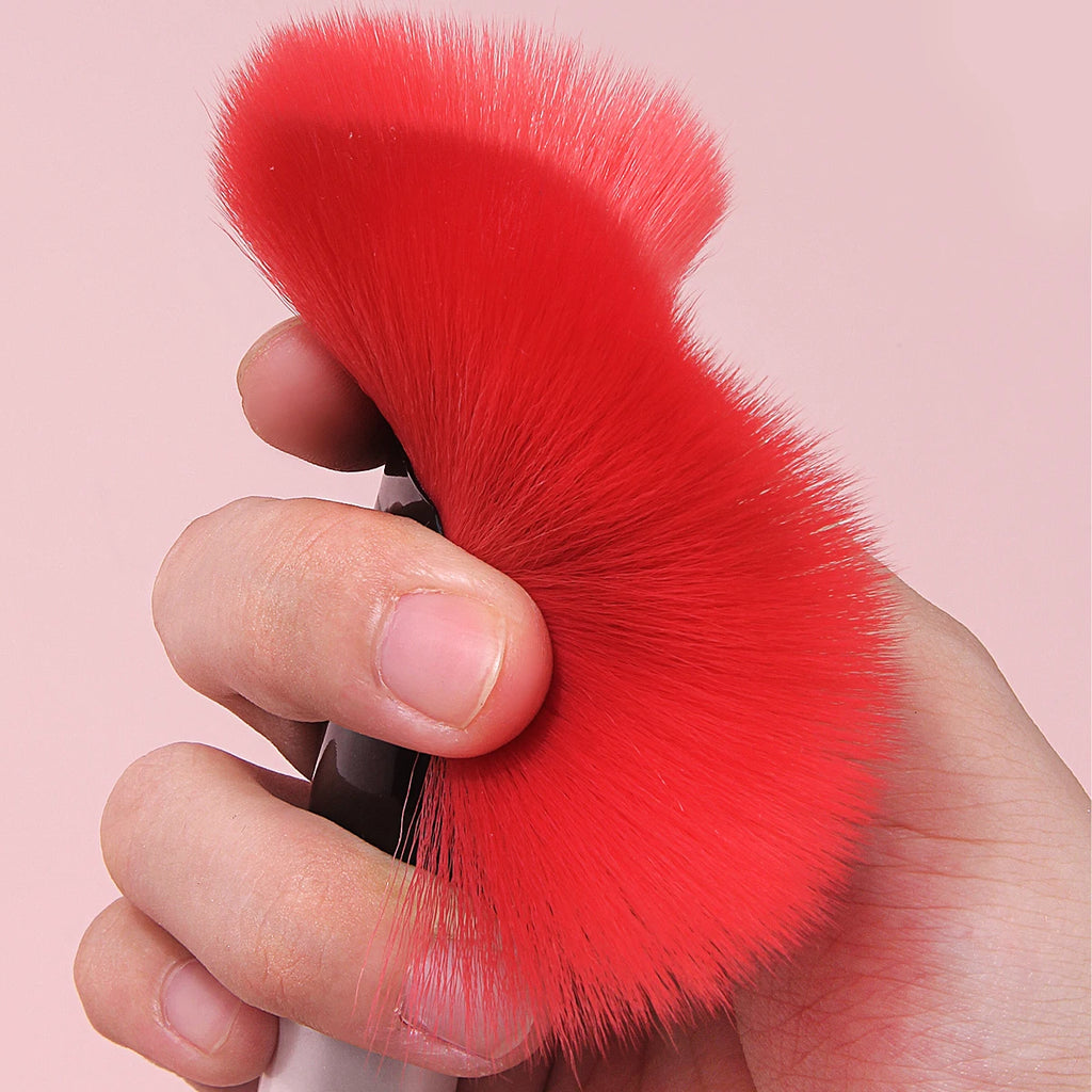 KOSSHOW Large Fan Powder Brush | Wooden Handle – White Fan Powder Brush QXL