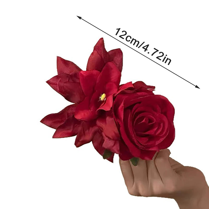 Red Lily of the Valley Tassel Flower Hairpin | Duckbill Clip Flower Hair Clip QXL