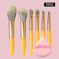 KOSSHOW 7-Piece Yellow Mini Makeup Brush Set | Nylon Bristles Makeup Brush Set QXL YELLOW
