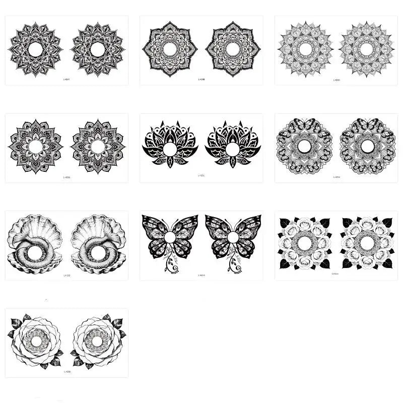 10-Sheet Mandala & Butterfly Temporary Tattoo Stickers Waterproof Temporary Tattoo Stickers QXL
