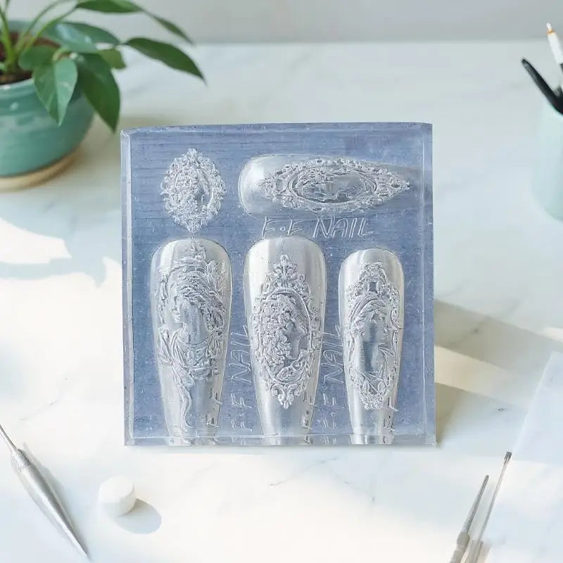 3D Silicone Nail Art Mold – European Bow & Frame DIY Design Silicone Nail Mold QXL