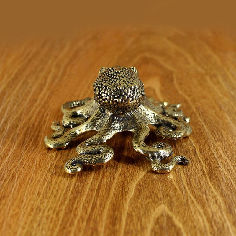 Antique Brass Octopus Figurine | Copper Vintage Desk Ornament Brass Figurine QXL