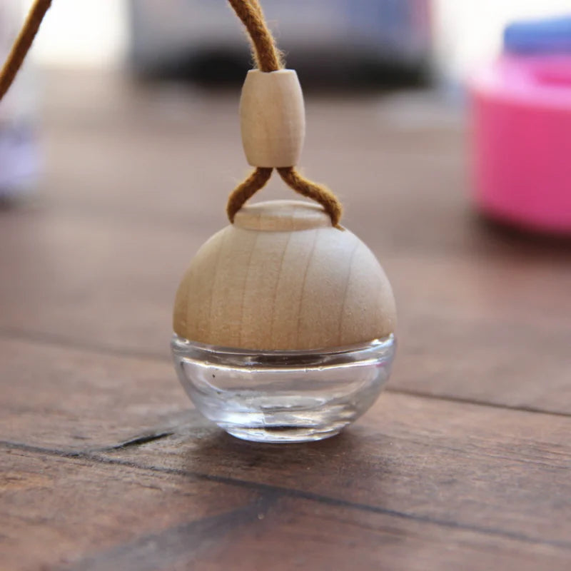 8ml Glass Car Perfume Pendant Bottle | Wooden Cap Refillable Perfume Pendant Bottle QXL Other Glass