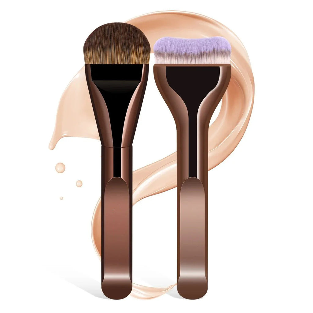 2-Pack Soft Synthetic Foundation, Concealer & Contour Brushes Makeup Brush Set QXL 2Pcs Set Purple
