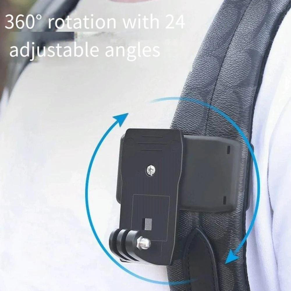 360° Rotatable Camera Backpack Clip Mount | GoPro DJI DSLR Camera Backpack Mount QXL