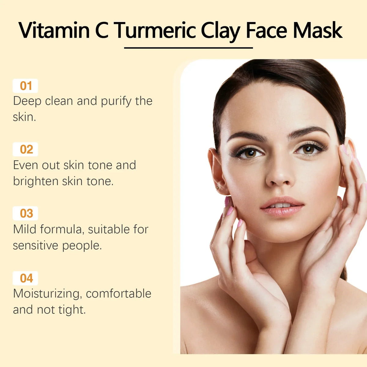 Vitamin C Turmeric Clay Mud Mask – Deep Cleanse & Brighten Clay Face Mask QXL