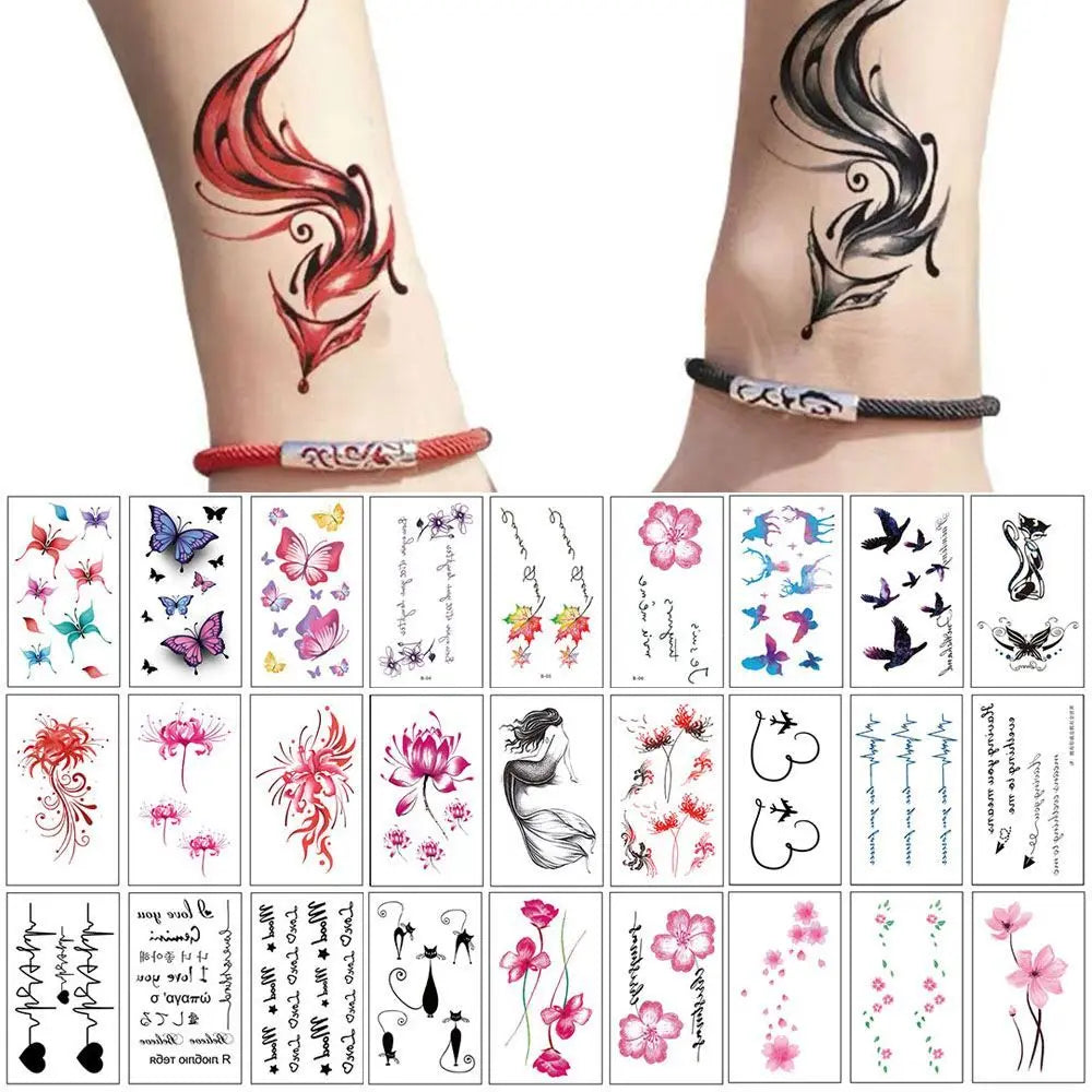 30-Pack Waterproof Temporary Tattoo Stickers | Colorful Body Art Temporary Tattoo Stickers QXL