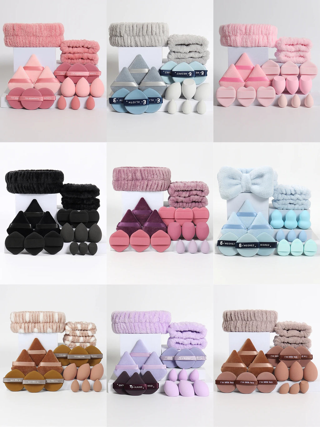 18-Piece Makeup Sponge, Powder Puff & Headband Set Makeup Applicator Set QXL