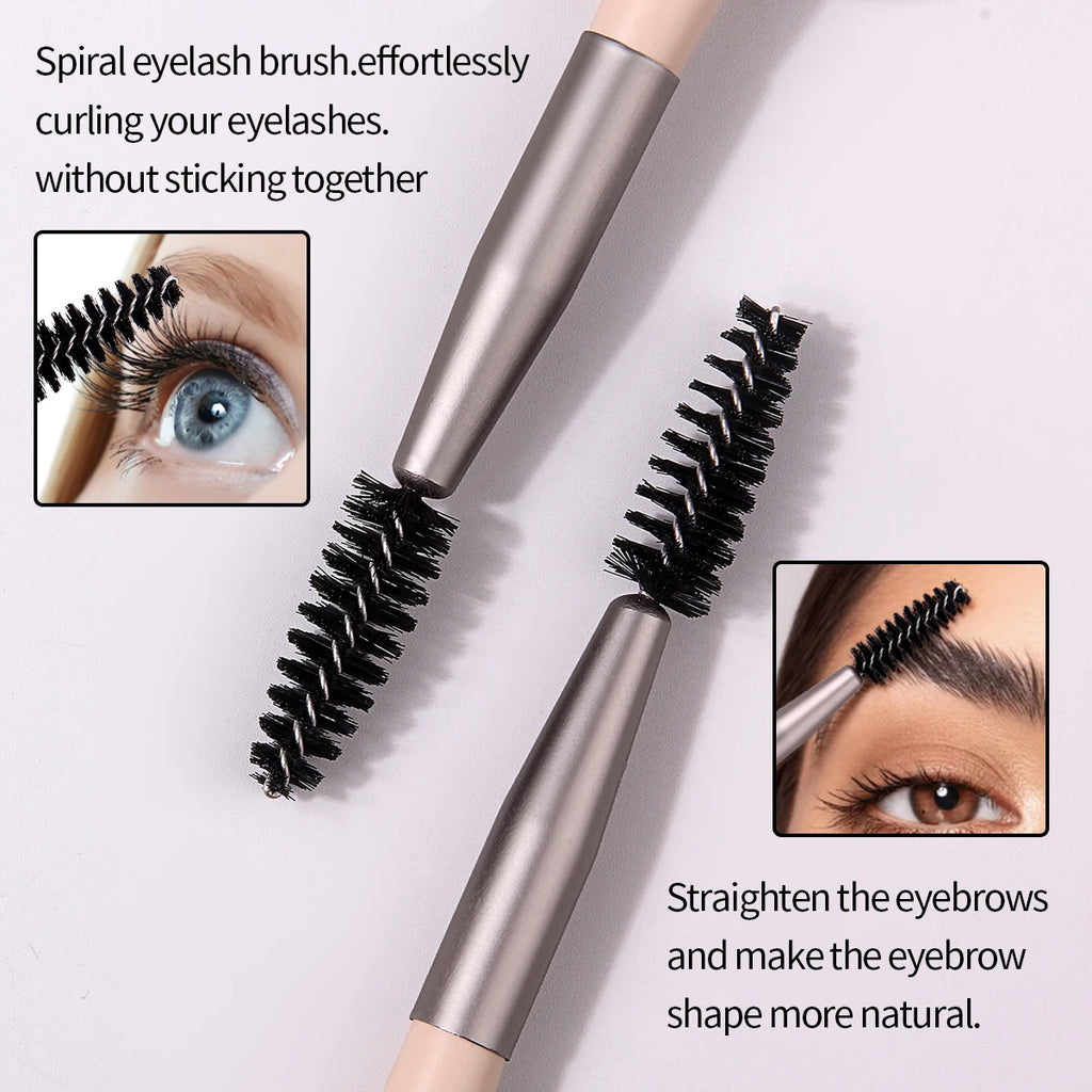 KOSSHOW 2-Pc Eyebrow & Eyelash Brush Set | Wooden Handle Eyebrow & Lash Brush QXL