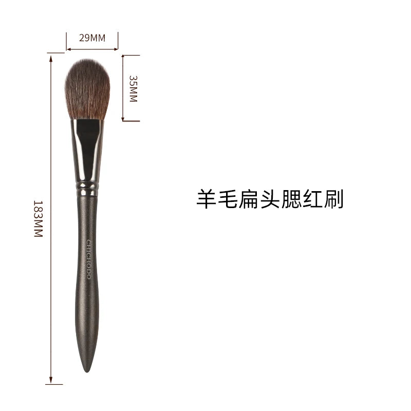 CHICHODO Flat Top Blush Brush – Natural Goat Hair & Wood Handle Blush Makeup Brush QXL E27