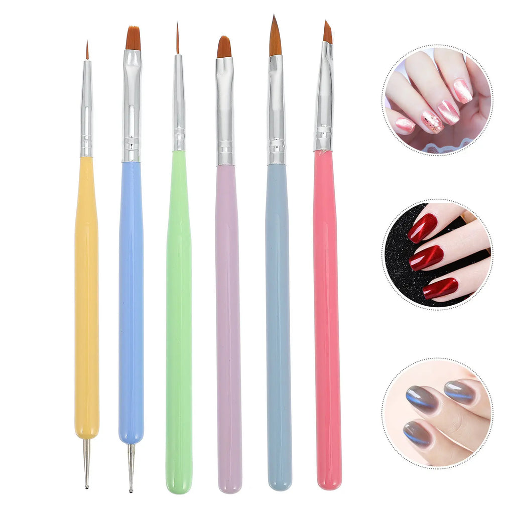 6-Piece Nail Art Brush & Dotting Pen Set | DIY Manicure Kit Nail Art Brush Set QXL