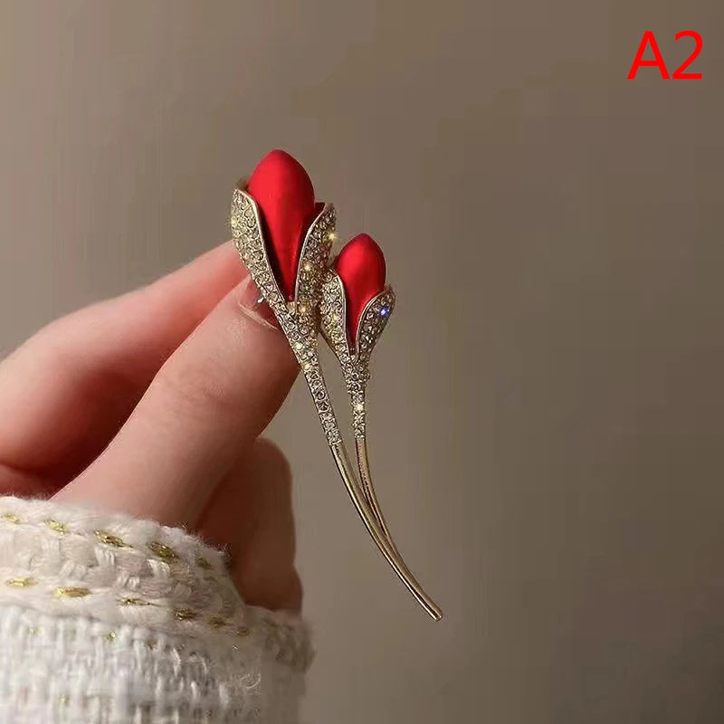 Red Rose Brooch Pin | Women's Floral Lapel Badge Fashion Brooch Pin QXL GD-20
