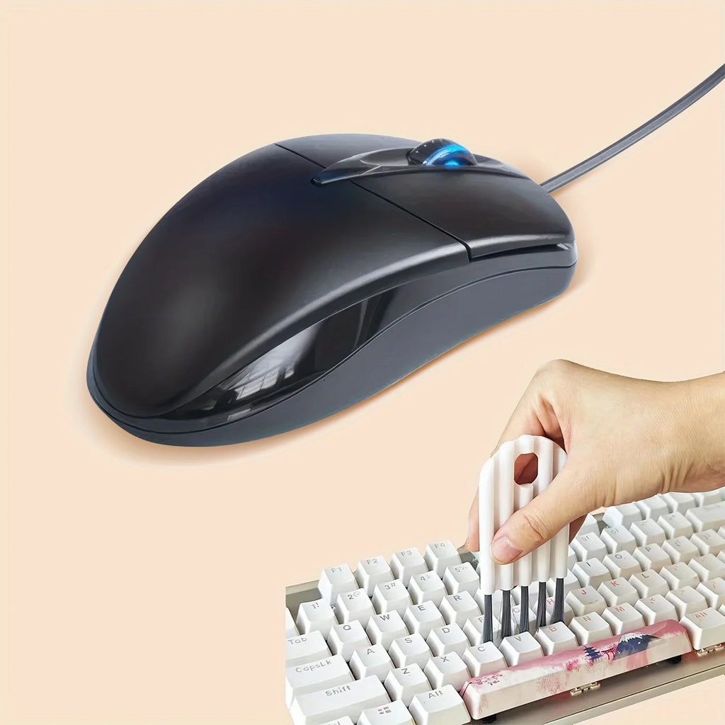 YITHOR USB Wired Optical Mouse 1200 DPI + Keyboard Brush Wired Optical Mouse QXL Black with brush