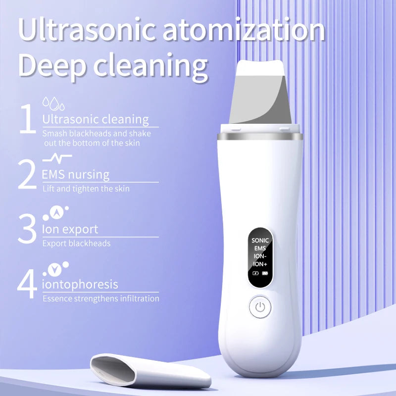 Ultrasonic Skin Scrubber | 4-Mode Facial Cleansing Spatula Facial Cleansing Spatula QXL