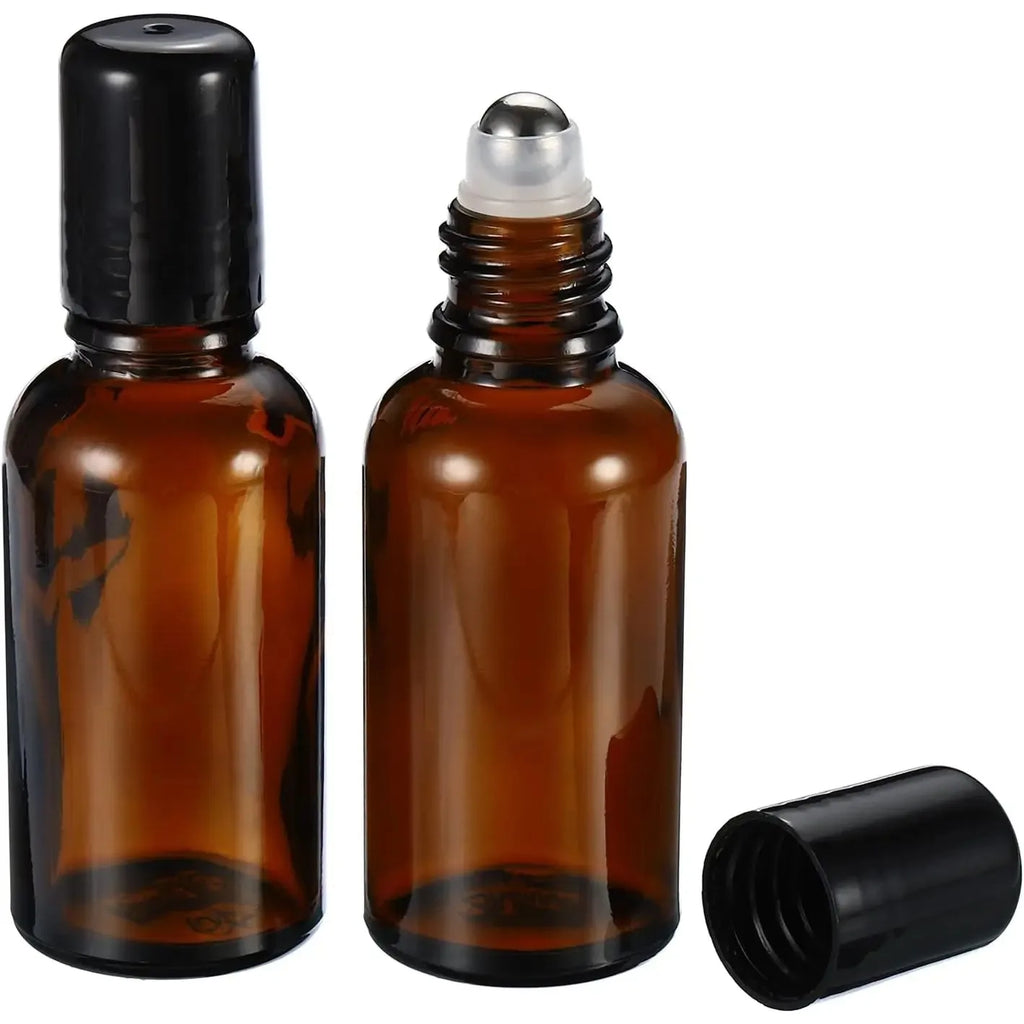 Amber Glass Roller Bottle | Refillable Essential Oil Roll-On Essential Oil Roller Bottle QXL 50ml Glass