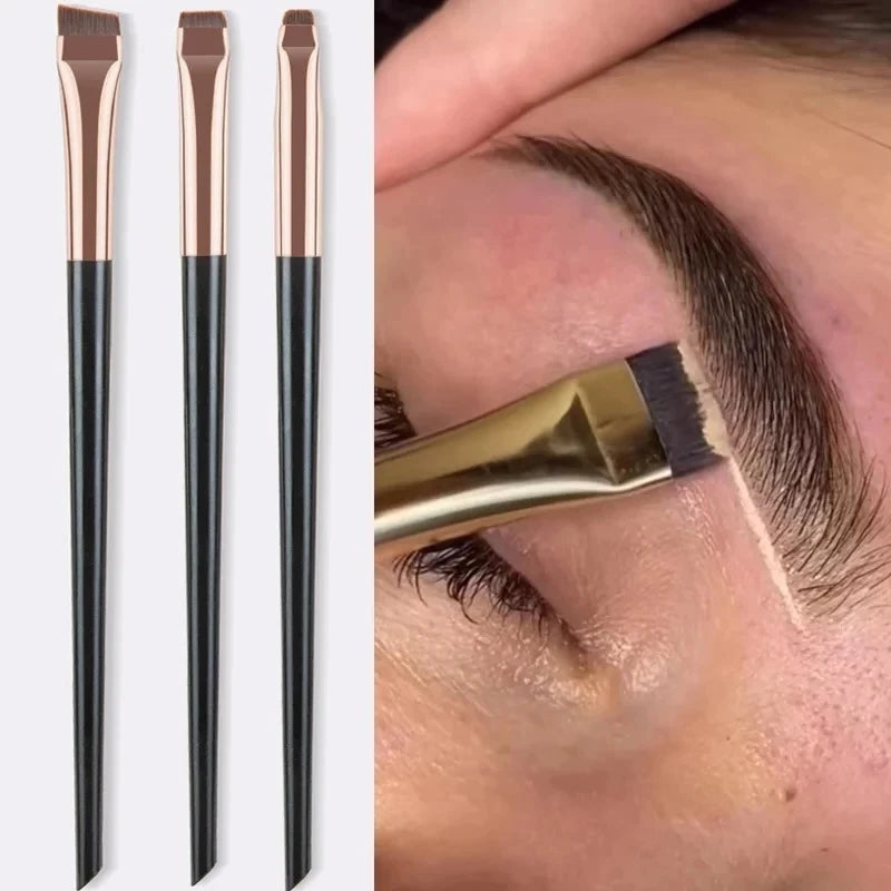 3-Piece Blade Eyeliner & Eyebrow Brush Set | Flat Fine Liner Eye Makeup Brush Set QXL