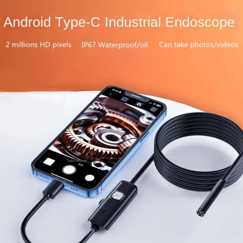 7mm Type-C Borescope Inspection Camera | IP67 6-LED USB Borescope Inspection Camera QXL