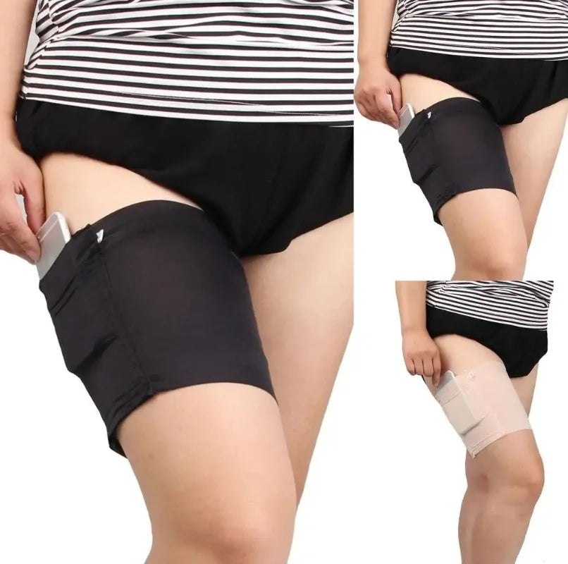 Anti-Slip Thigh Phone Pouch | Women's Spandex Leg Pocket Thigh Phone Pouch QXL