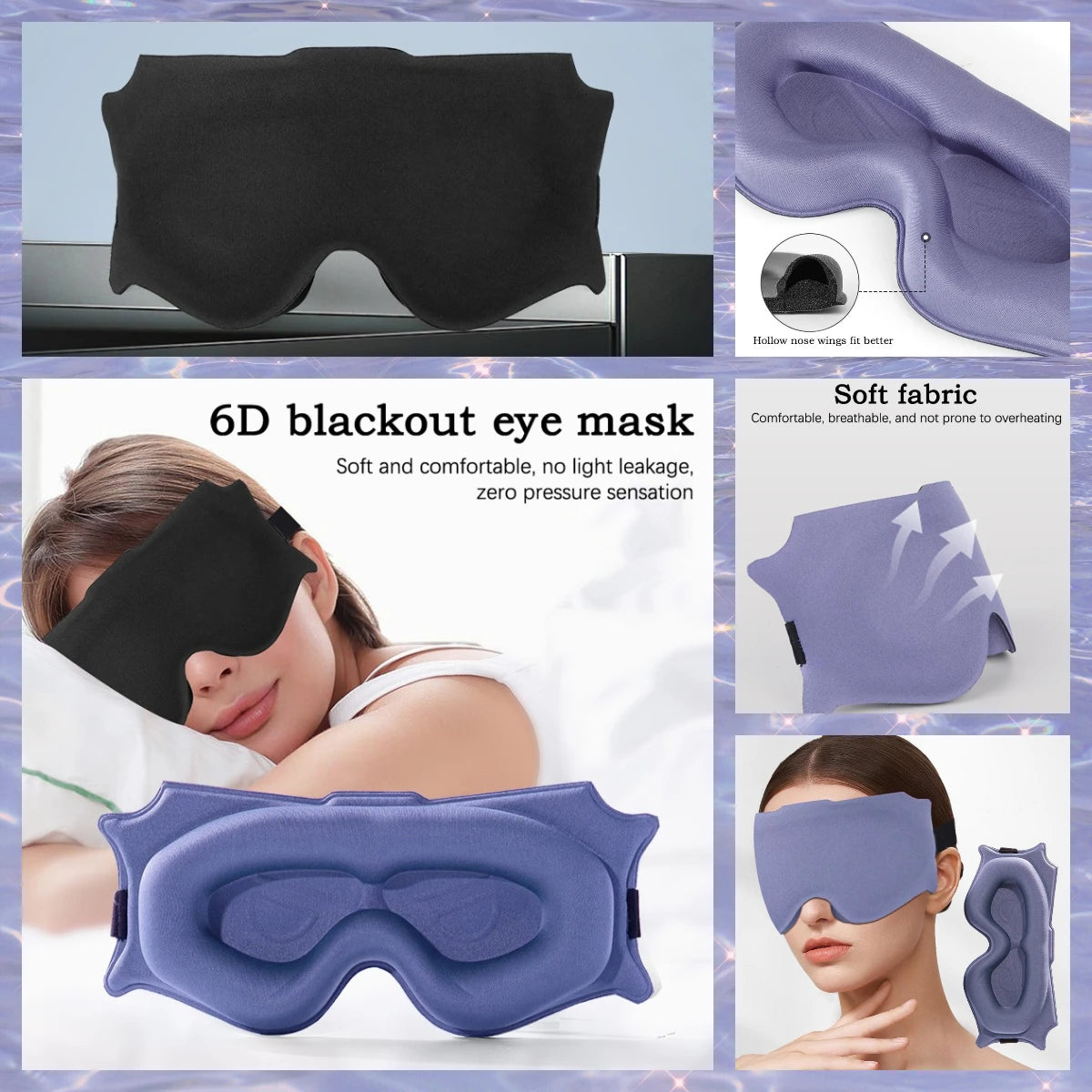 3D Contoured Sleep Mask – Memory Foam Eye Mask for Travel Sleep Eye Mask QXL