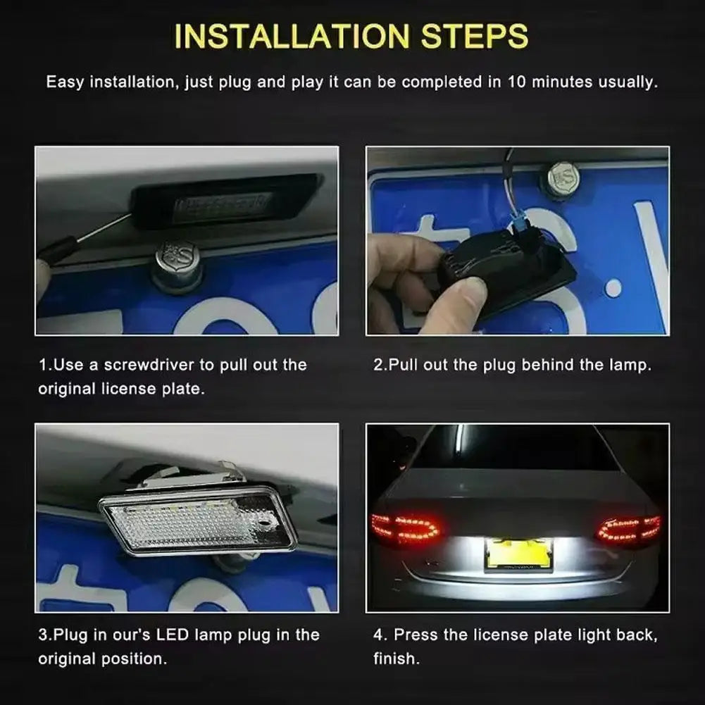 2-Pack LED License Plate Lights for Audi A3 A4 A6 A8 Q7 6500K LED License Plate Light QXL